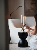 Botanical Bloom Antique Brass Candle Holder Sculptural Table Decor
