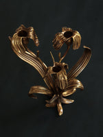 Botanical Bloom Antique Brass Candle Holder Sculptural Table Decor