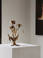 Botanical Bloom Antique Brass Candle Holder Sculptural Table Decor