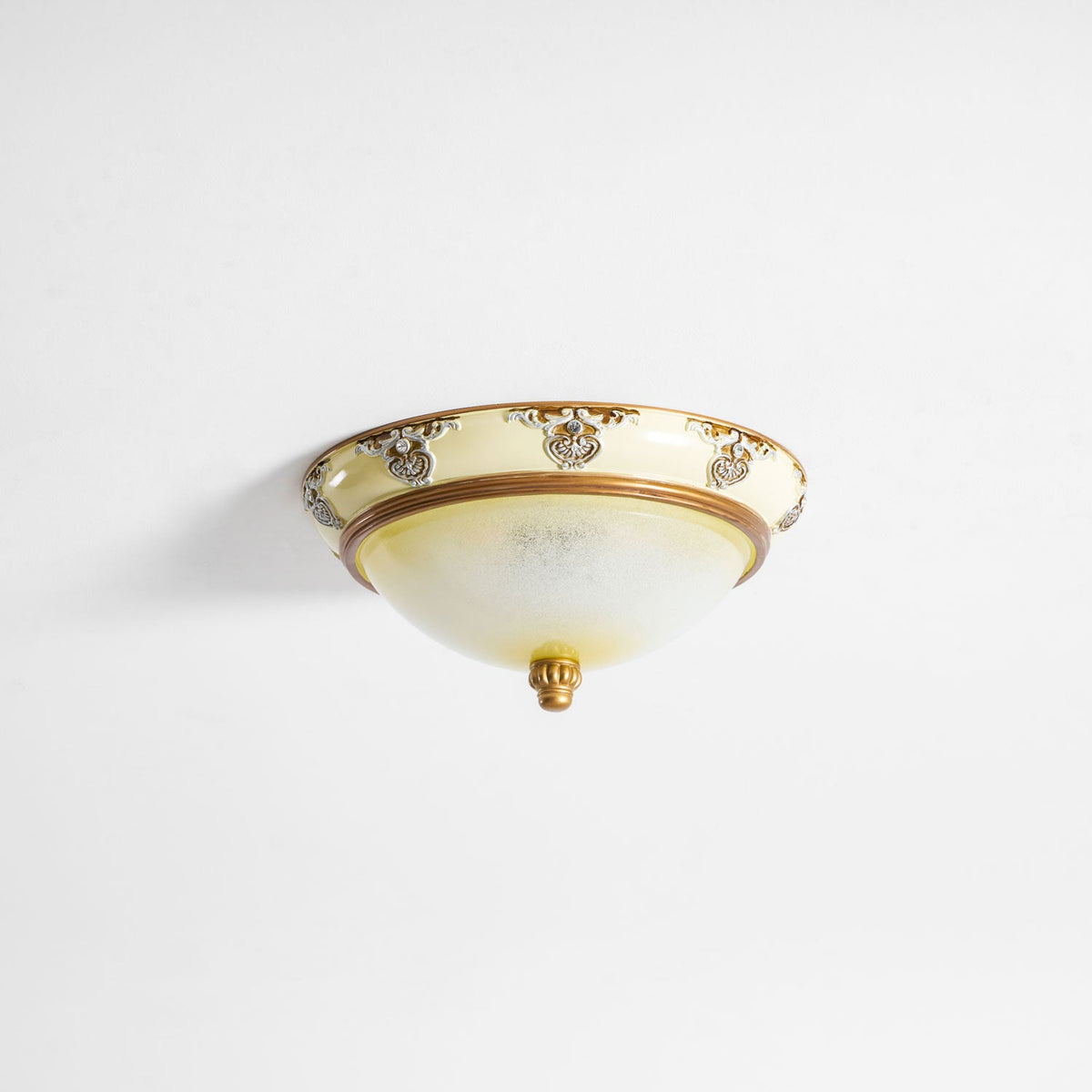 Brahm Flush Ceiling Light – Modern Antique Beige Glass Fixture
