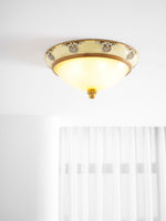 Brahm Flush Ceiling Light – Modern Antique Beige Glass Fixture