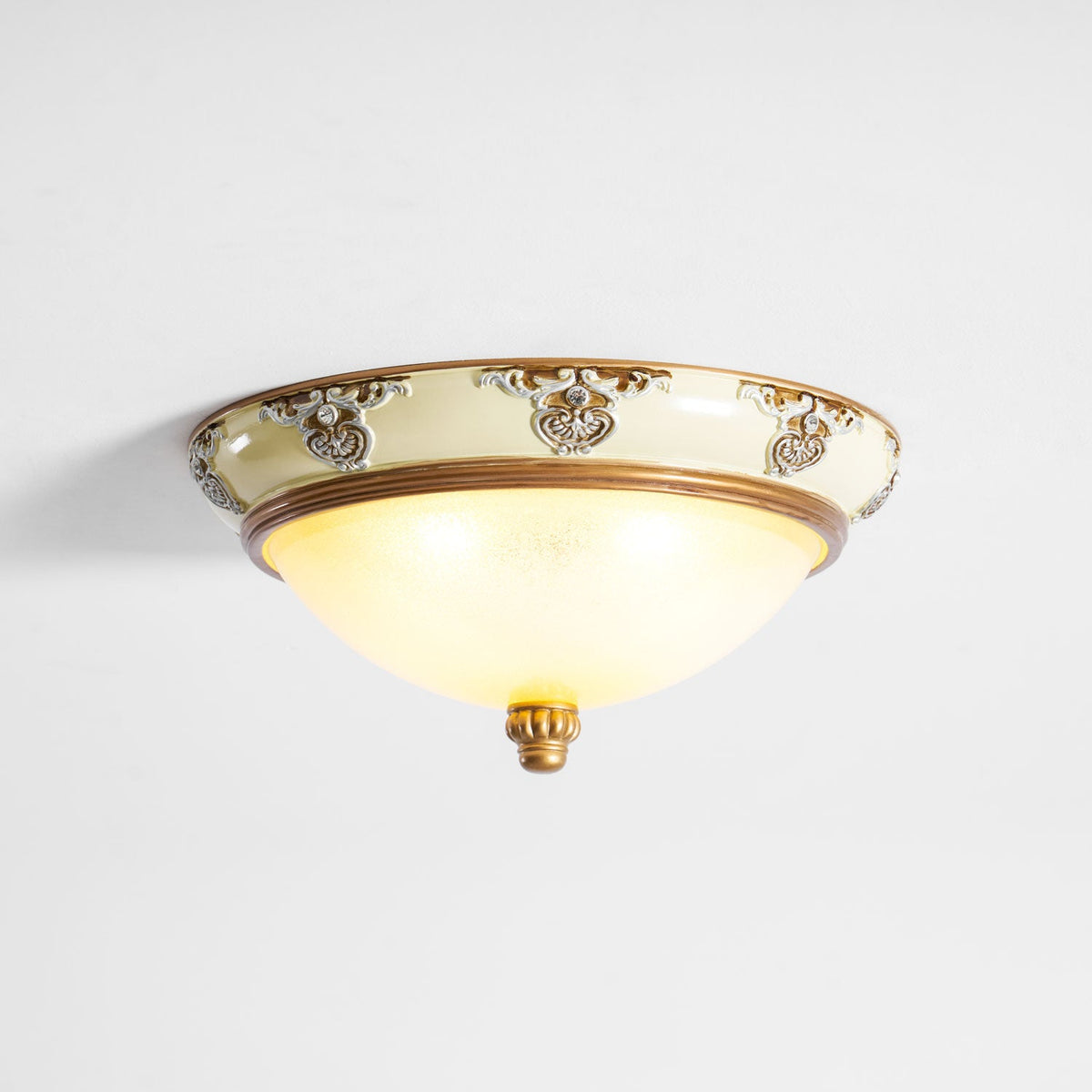Brahm Flush Ceiling Light – Modern Antique Beige Glass Fixture