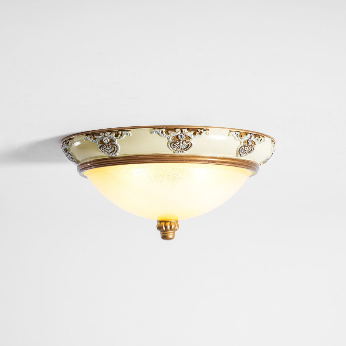 Brahm Flush Ceiling Light – Modern Antique Beige Glass Fixture
