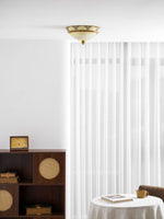 Brahm Flush Ceiling Light – Modern Antique Beige Glass Fixture