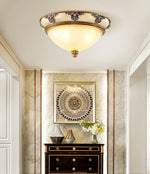 Brahm Flush Ceiling Light – Modern Antique Beige Glass Fixture