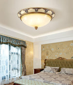 Brahm Flush Ceiling Light – Modern Antique Beige Glass Fixture
