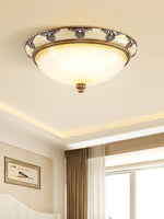 Brahm Flush Ceiling Light – Modern Antique Beige Glass Fixture