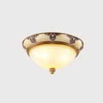 Brahm Flush Ceiling Light – Modern Antique Beige Glass Fixture