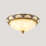 Brahm Flush Ceiling Light – Modern Antique Beige Glass Fixture