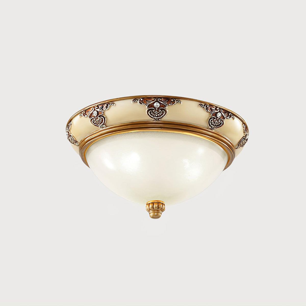 Brahm Flush Ceiling Light – Modern Antique Beige Glass Fixture
