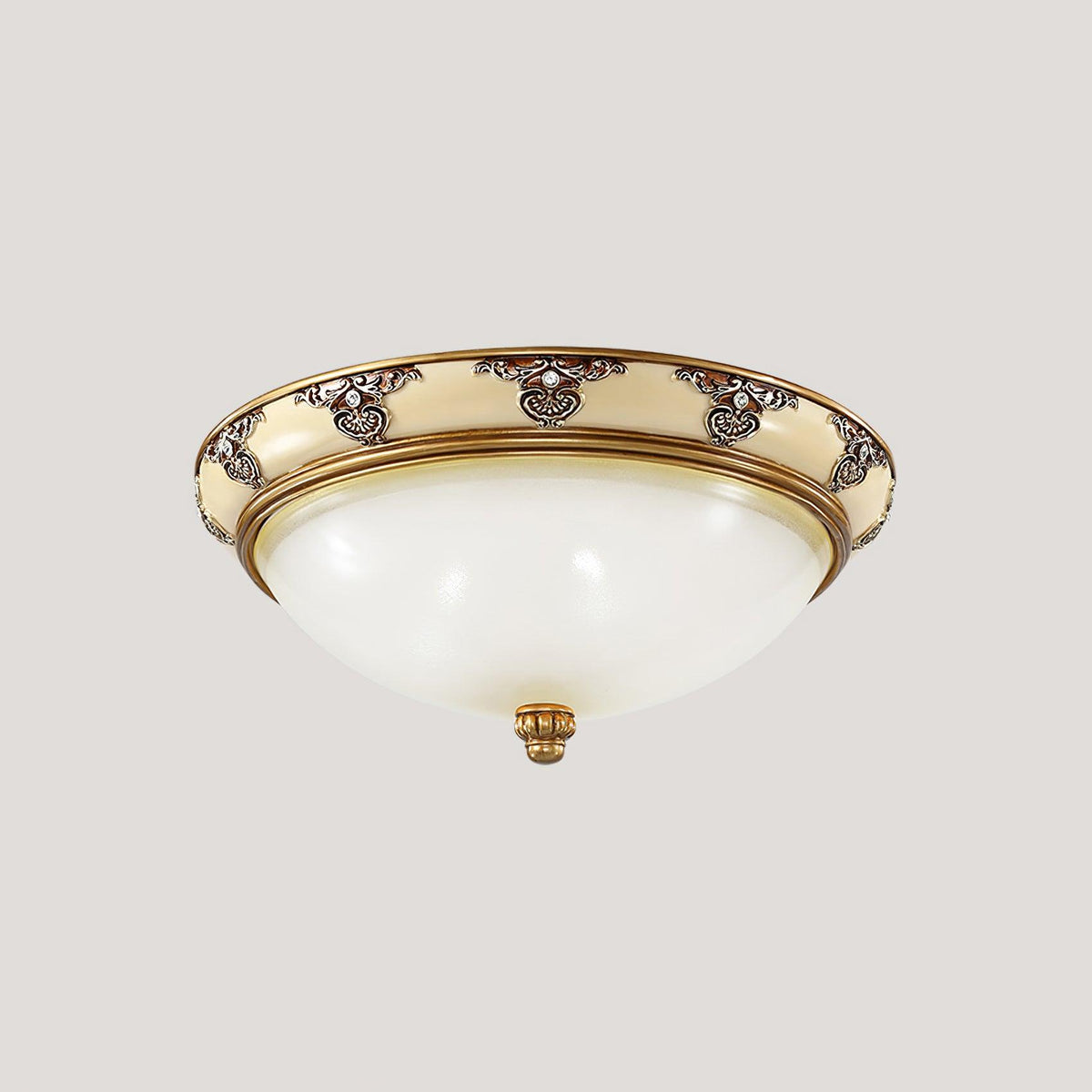 Brahm Flush Ceiling Light – Modern Antique Beige Glass Fixture