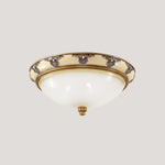 Brahm Flush Ceiling Light – Modern Antique Beige Glass Fixture