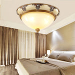 Brahm Flush Ceiling Light – Modern Antique Beige Glass Fixture