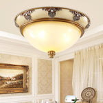 Brahm Flush Ceiling Light – Modern Antique Beige Glass Fixture