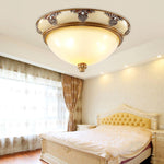 Brahm Flush Ceiling Light – Modern Antique Beige Glass Fixture