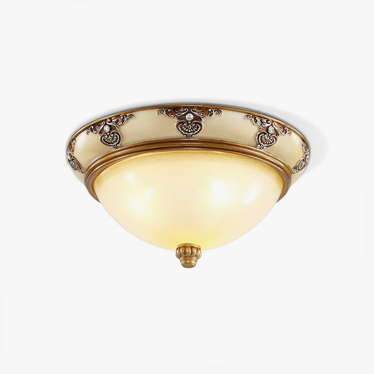Brahm Flush Ceiling Light – Modern Antique Beige Glass Fixture