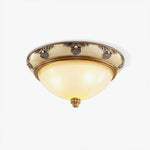 Brahm Flush Ceiling Light – Modern Antique Beige Glass Fixture