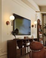 Bramwell Wall Sconce with Wood Accents and Frosted Glass Globe