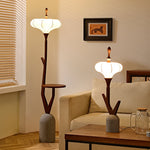 Branche Lantern Wooden Floor Lamp with Side Table for Living Room