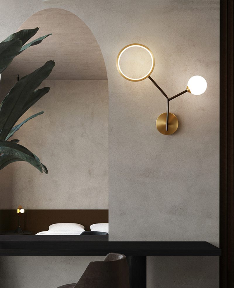 Brass Branch Glass Wall Lamp
