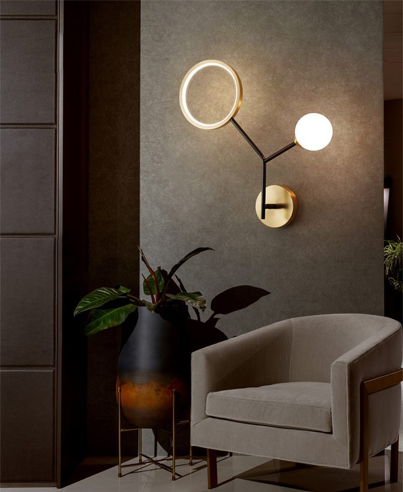Brass Branch Glass Wall Lamp
