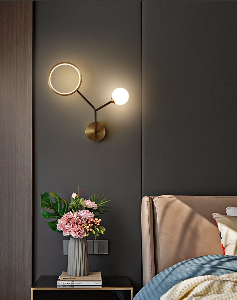 Brass Branch Glass Wall Lamp