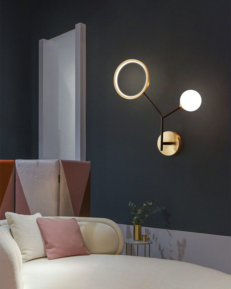 Brass Branch Glass Wall Lamp