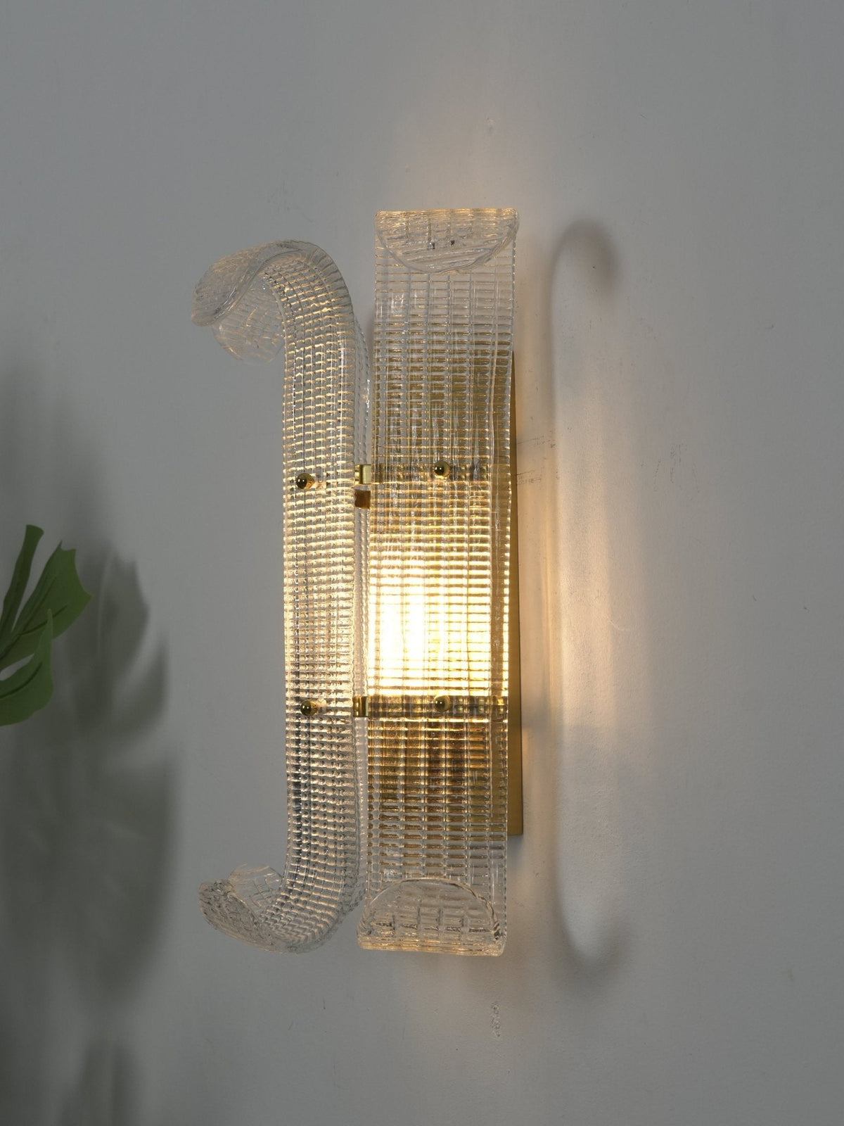 Brasher Wall Sconce in Champagne Glass and Gold Metal