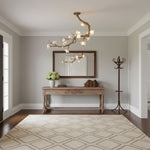 Brass Flower Branch Chandelier with Ceramic Shades for Dining Room and Living Room