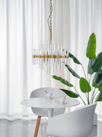 Brass Chandelier with Clear Glass Rods Shade