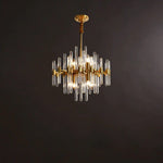 Brass Chandelier with Clear Glass Rods Shade