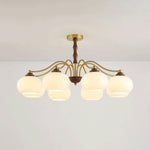 Persimmon Glass Globe Chandelier – Modern Brass & Glass Pendant Light for Dining Room and Living Room