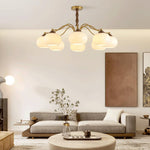 Persimmon Glass Globe Chandelier – Modern Brass & Glass Pendant Light for Dining Room and Living Room