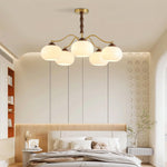 Persimmon Glass Globe Chandelier – Modern Brass & Glass Pendant Light for Dining Room and Living Room
