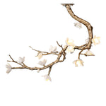 Brass Flower Branch Chandelier with Ceramic Shades for Dining Room and Living Room