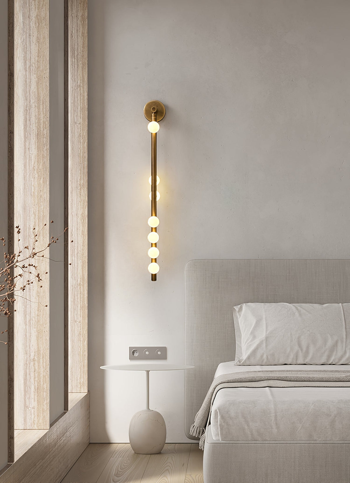 Brass Glass Tube Plug In Wall Lamp