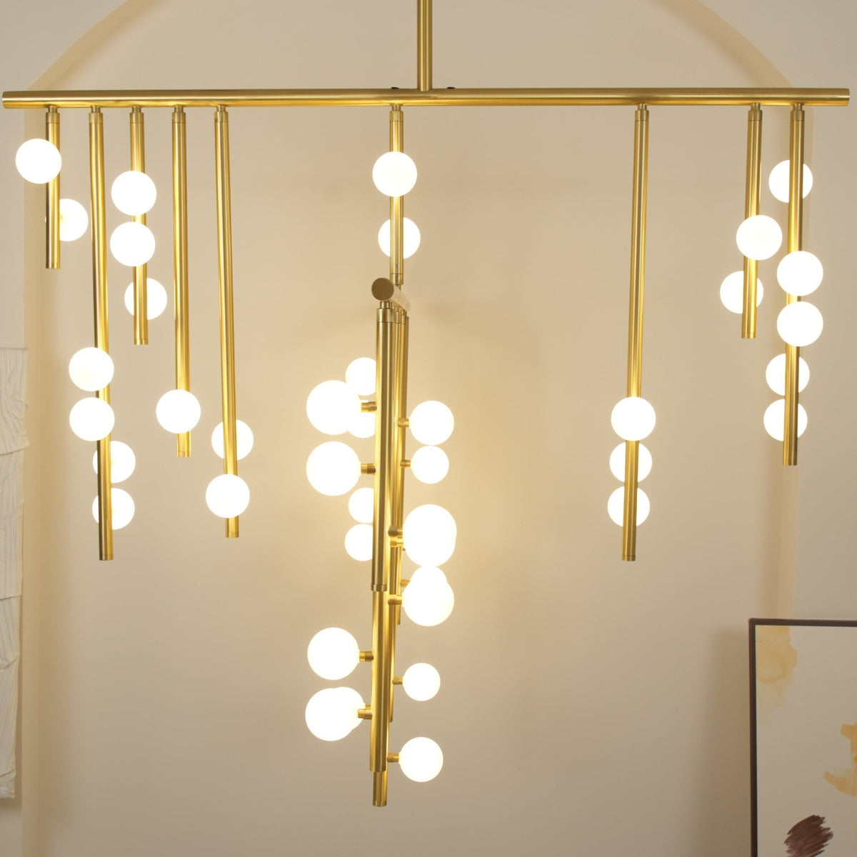 Brass Glass Drop Candelabrum Chandelier