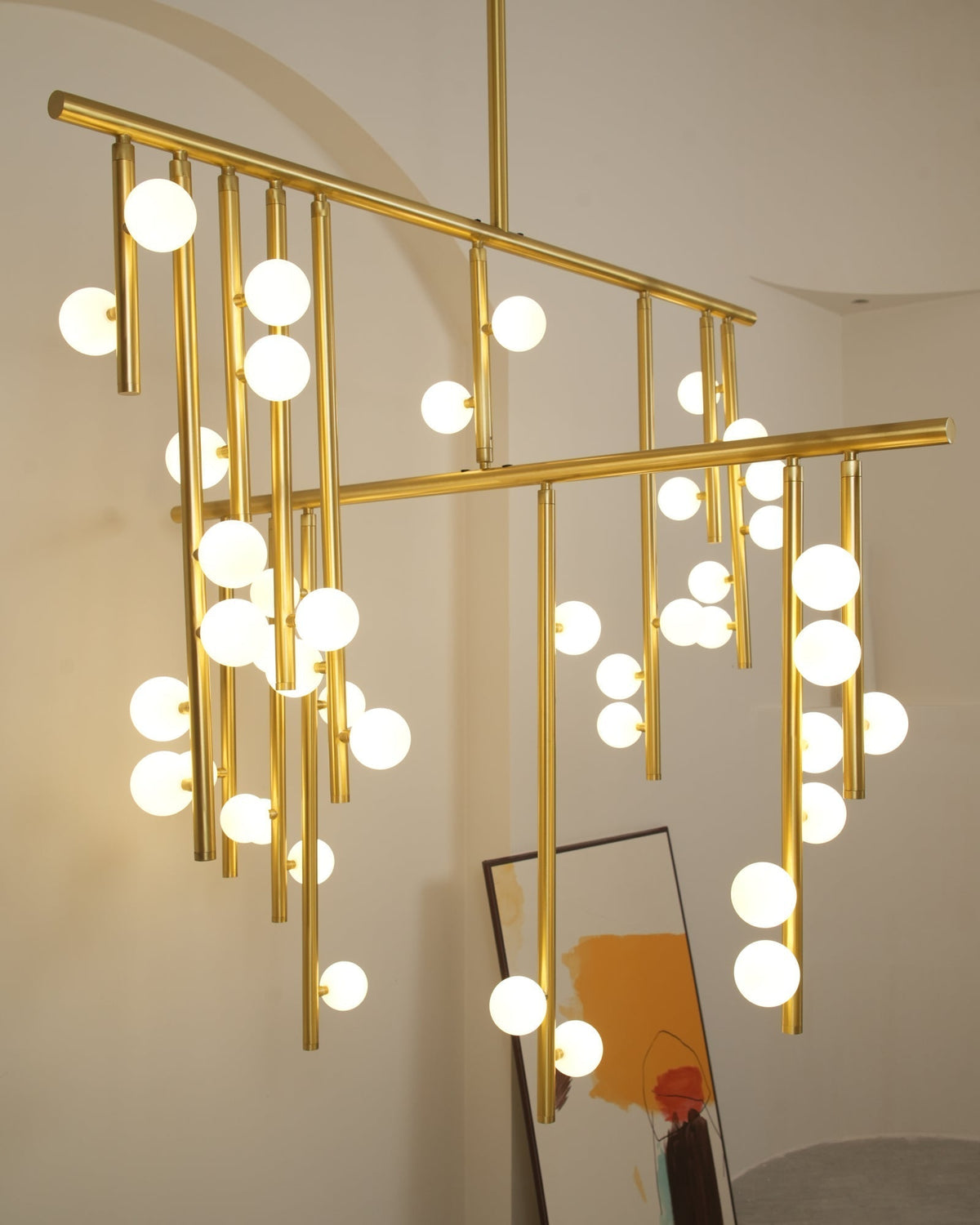 Brass Glass Drop Candelabrum Chandelier