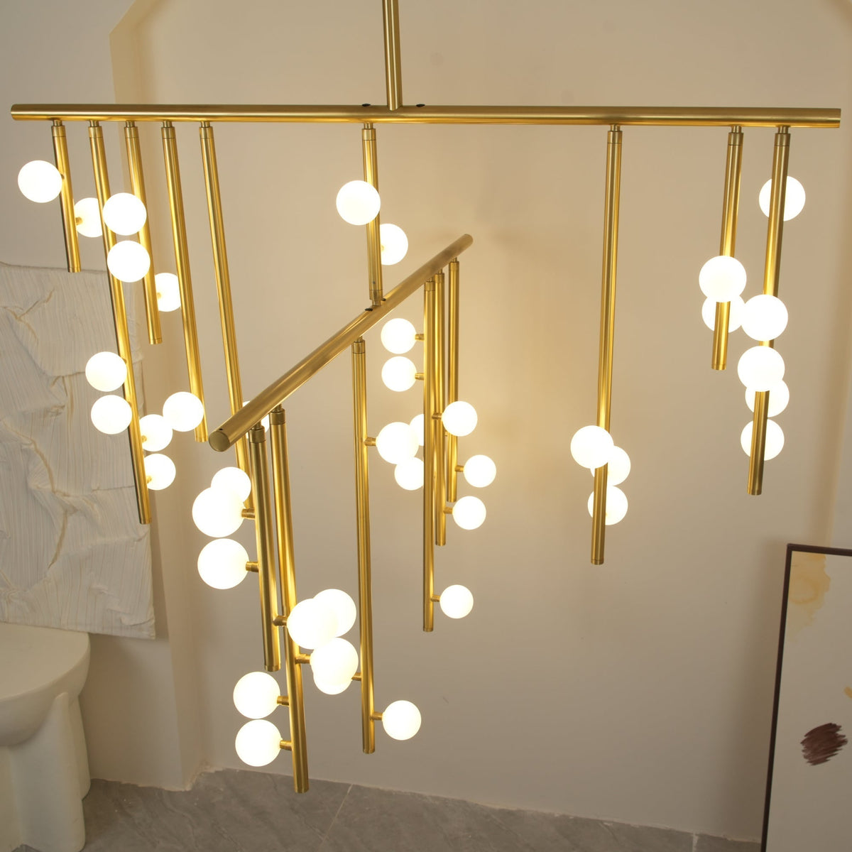 Brass Glass Drop Candelabrum Chandelier