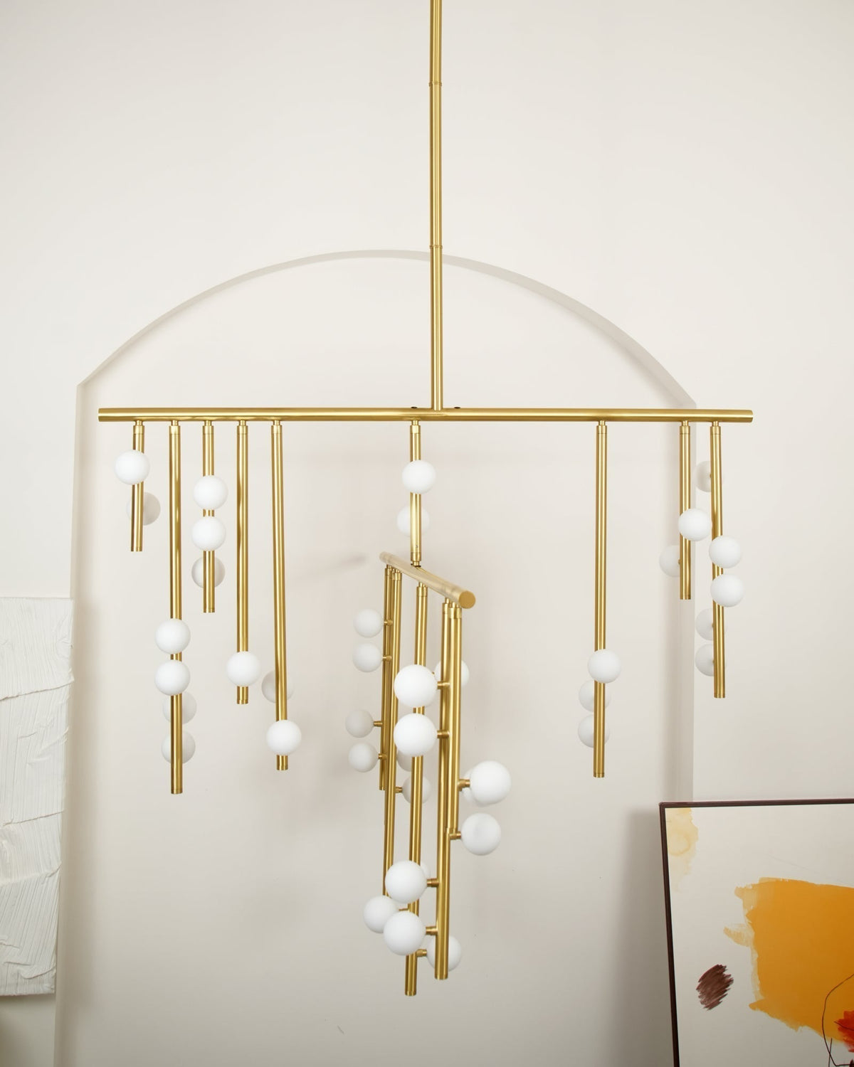 Brass Glass Drop Candelabrum Chandelier