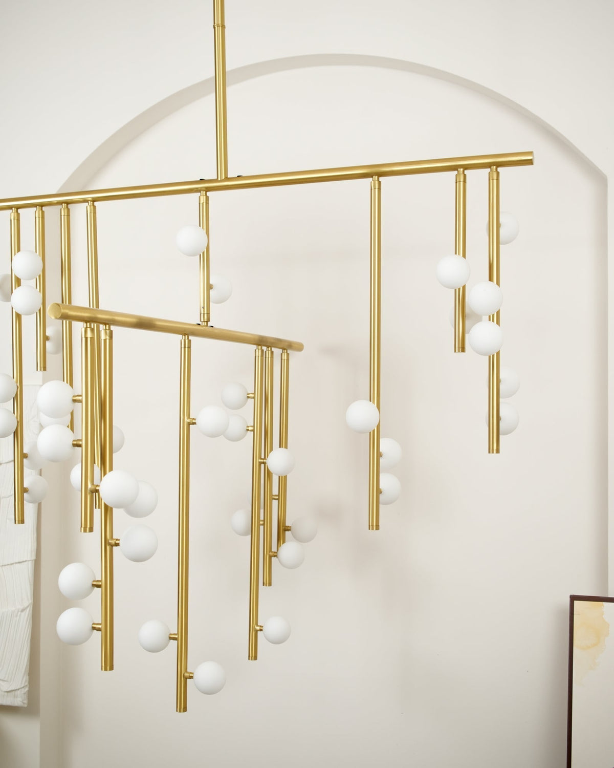 Brass Glass Drop Candelabrum Chandelier