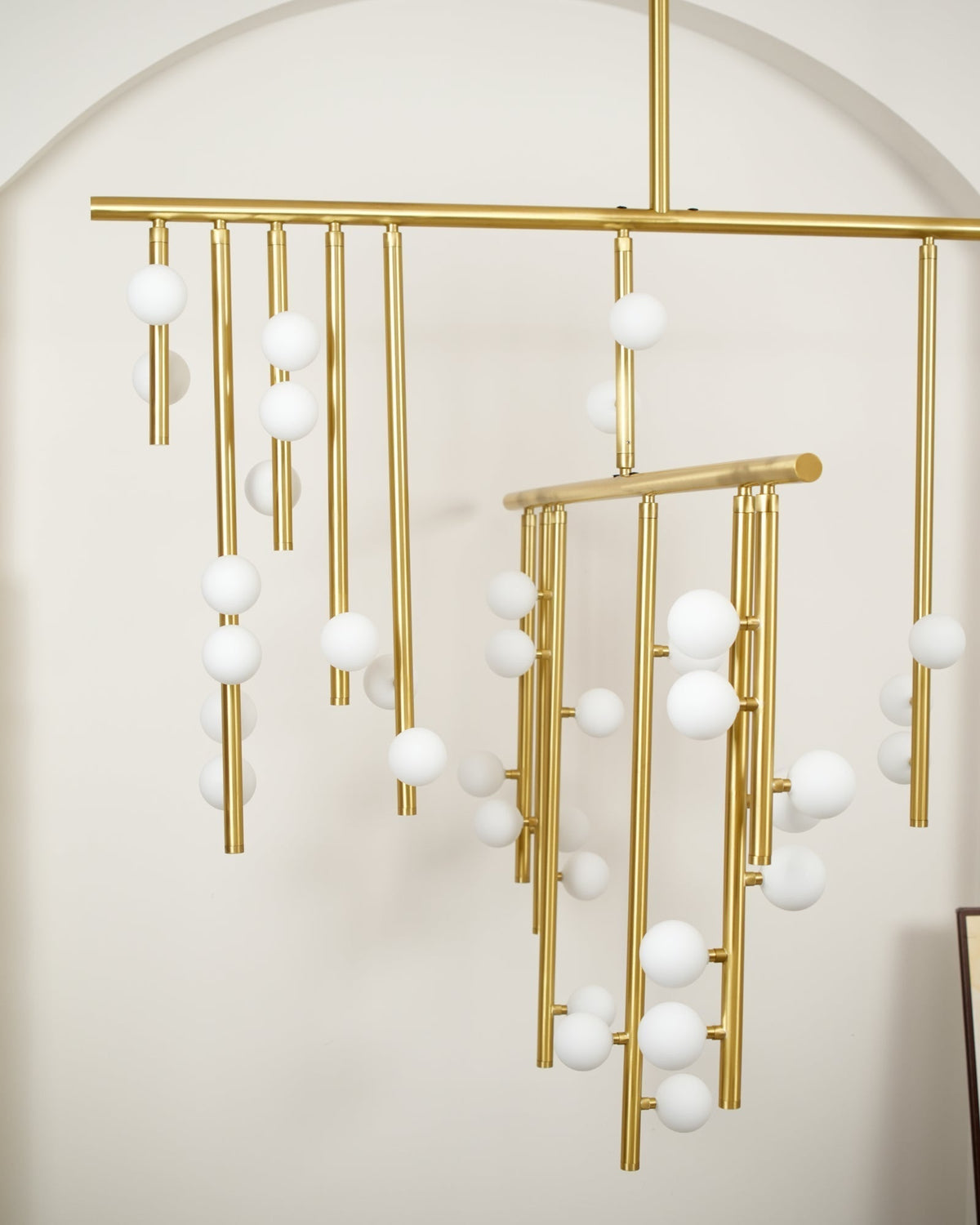 Brass Glass Drop Candelabrum Chandelier