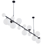 Brass and Glass Globe Chandelier – Modern Linear Pendant Light for Dining Room and Living Room