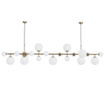 Brass and Glass Globe Chandelier – Modern Linear Pendant Light for Dining Room and Living Room