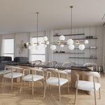 Brass and Glass Globe Chandelier – Modern Linear Pendant Light for Dining Room and Living Room