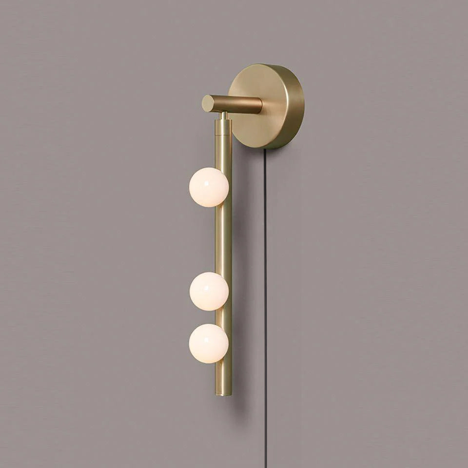 Brass Glass Tube Plug In Wall Lamp