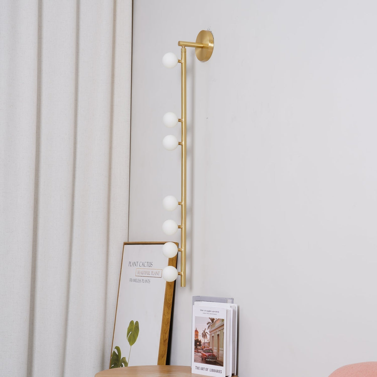 Brass Glass Tube Plug In Wall Lamp