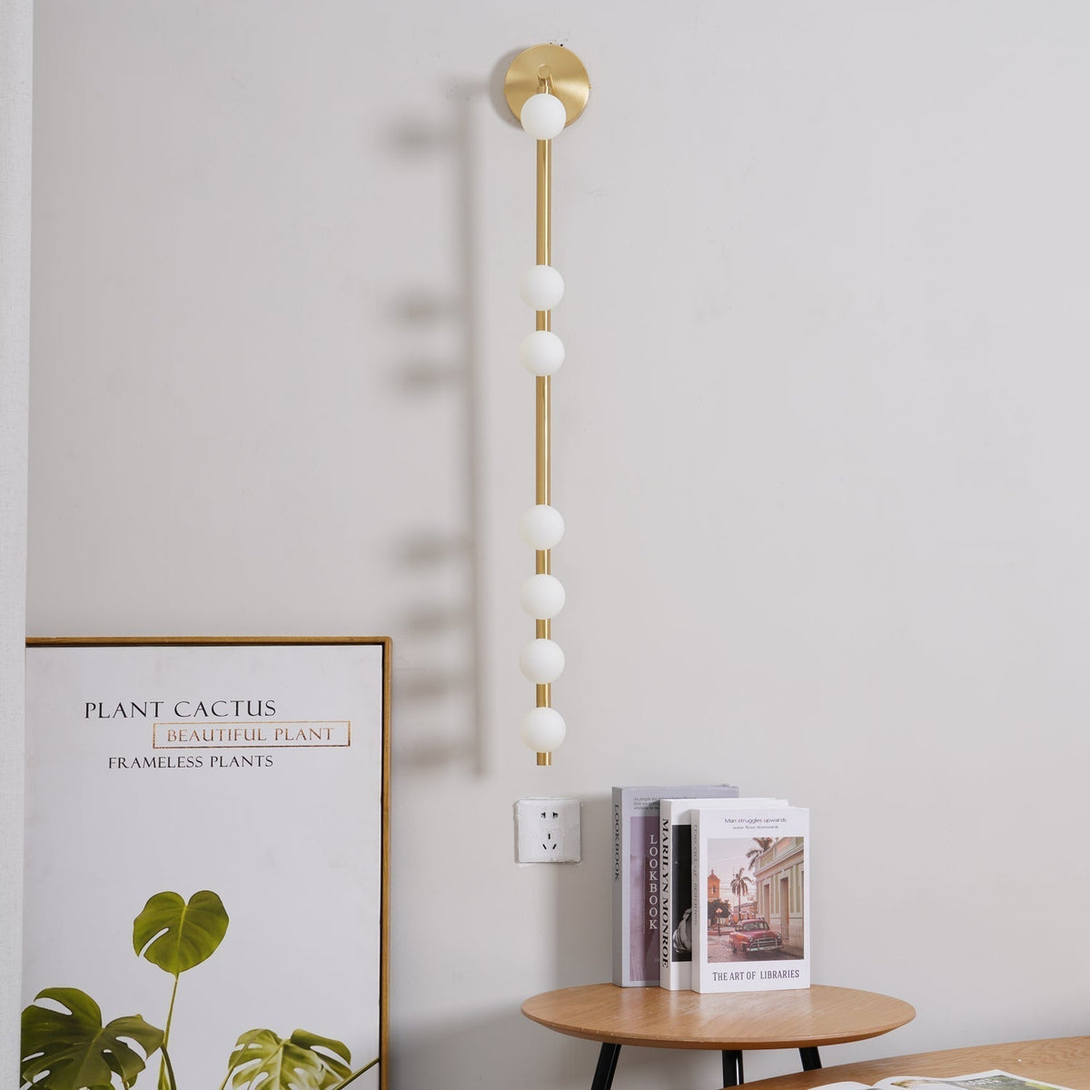 Brass Glass Tube Plug In Wall Lamp