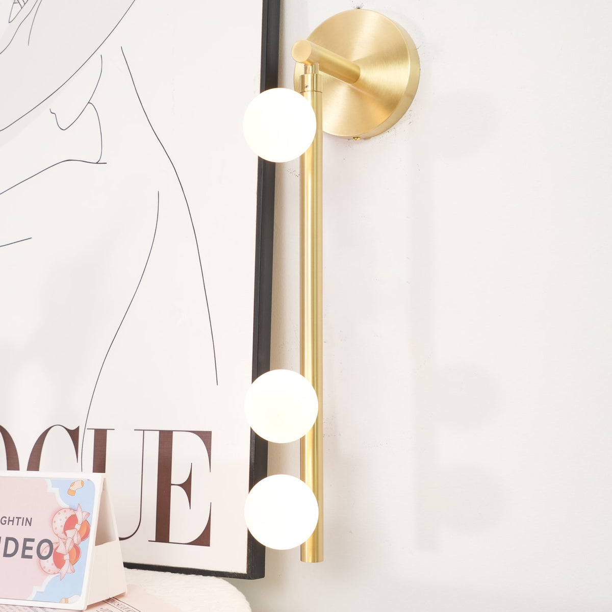 Brass Glass Tube Plug In Wall Lamp