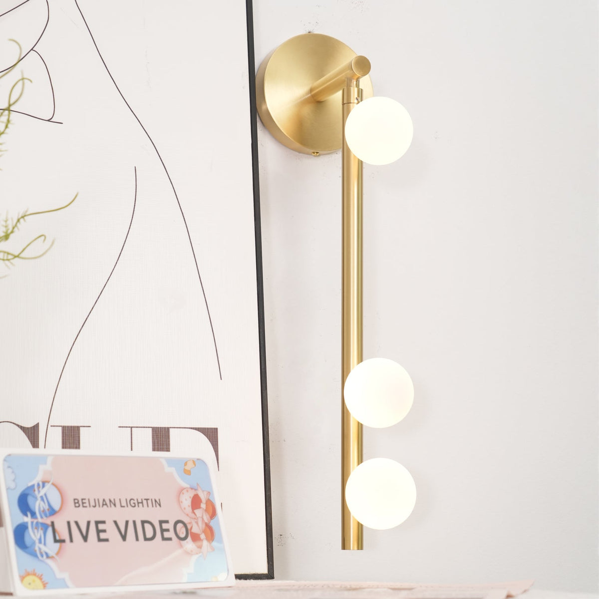 Brass Glass Tube Plug In Wall Lamp